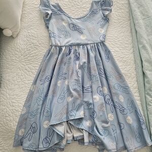 Dot Dot Smile Light Blue Dress with Peace Sign Pattern